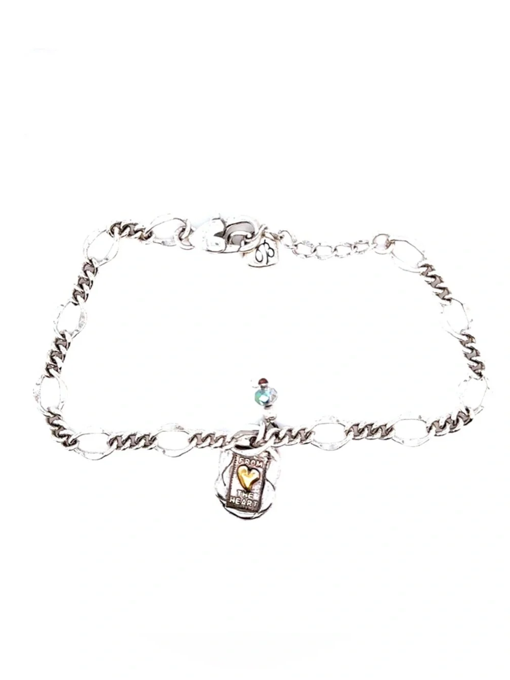 Brighton Two-Tone Silver Bracelet with Live From The Heart Gold Heart Charm‎